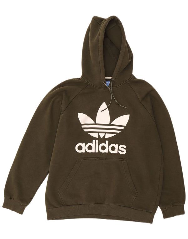 Adidas Mens Graphic Hoodie Jumper Large Khaki Cotton
