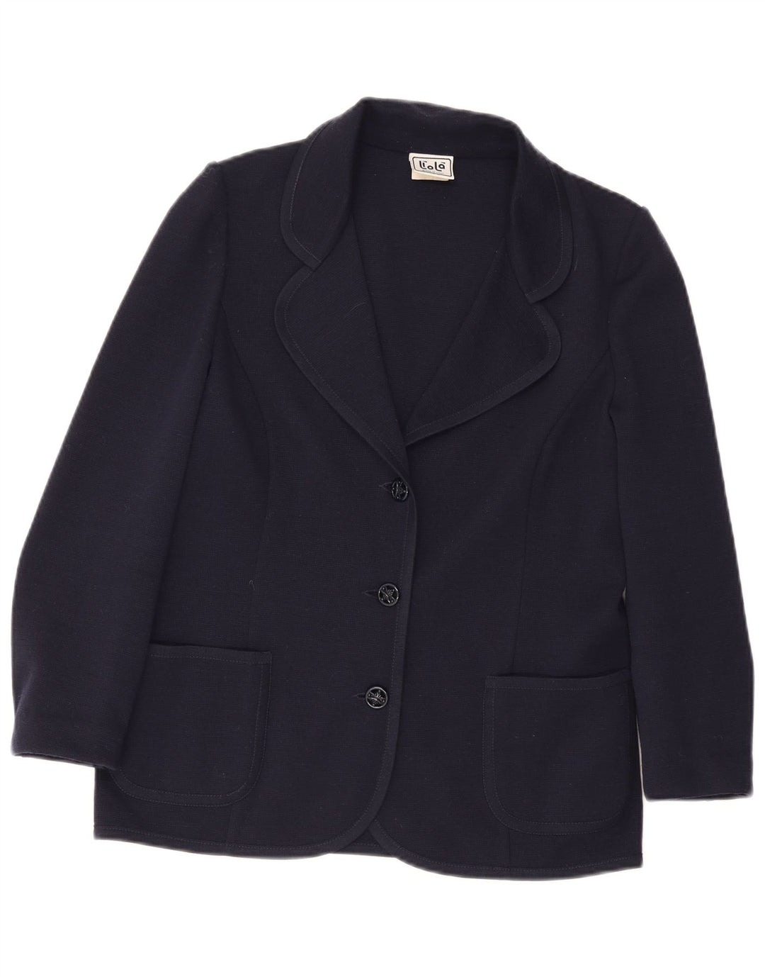 Liola Womens 3 Button Blazer Jacket UK 38 Medium Navy Blue Wool