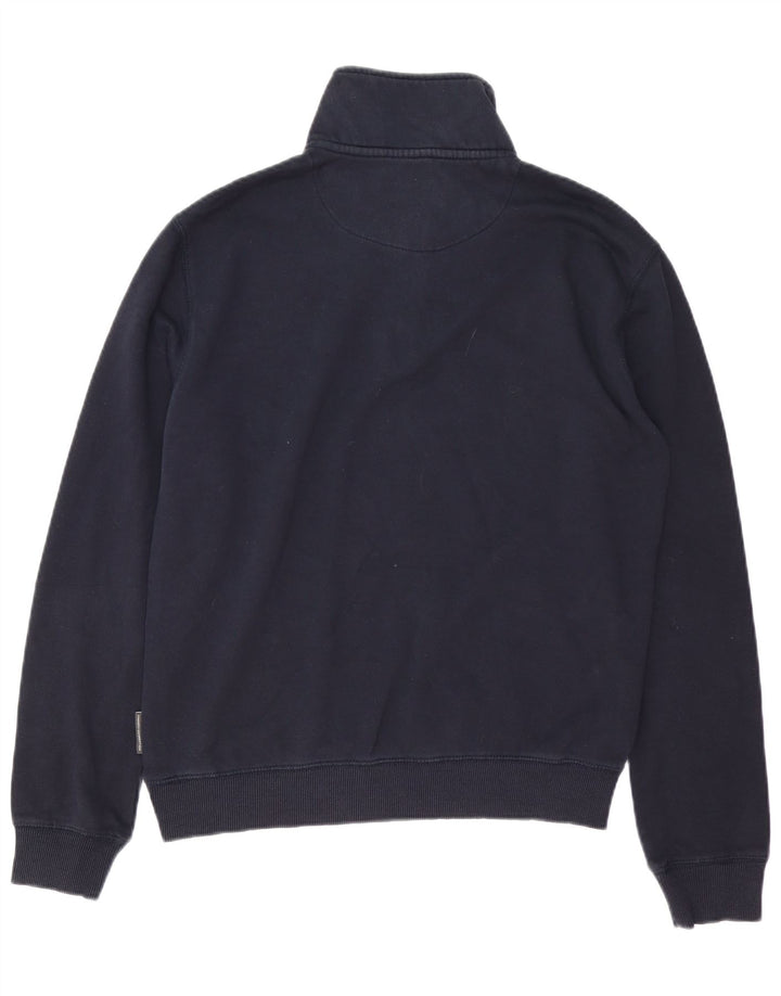 FRENCH CONNECTION Mens Zip Neck Sweatshirt Jumper Medium Navy Blue Cotton