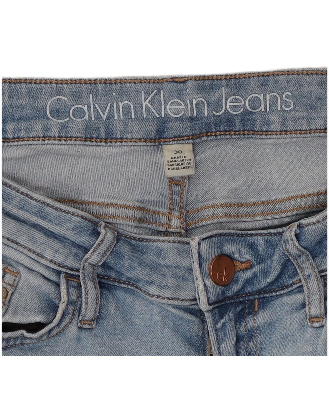 Calvin Klein Womens Slim Jeans W30 L27 Blue Cotton