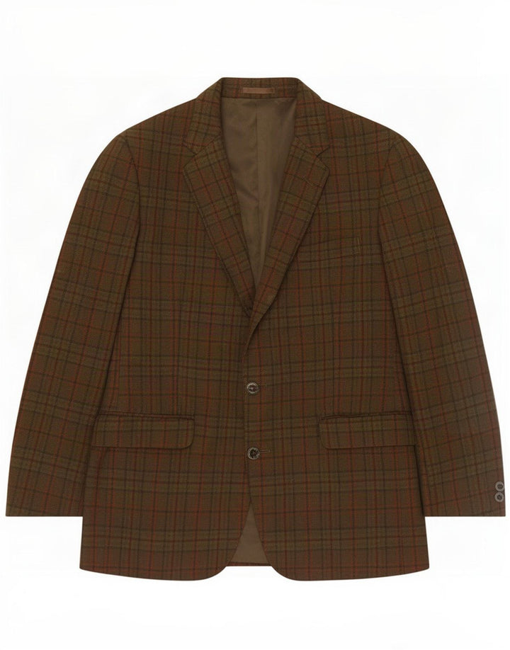 Centaur Mens 2 Button Blazer Jacket UK 38 Medium Khaki Check Wool