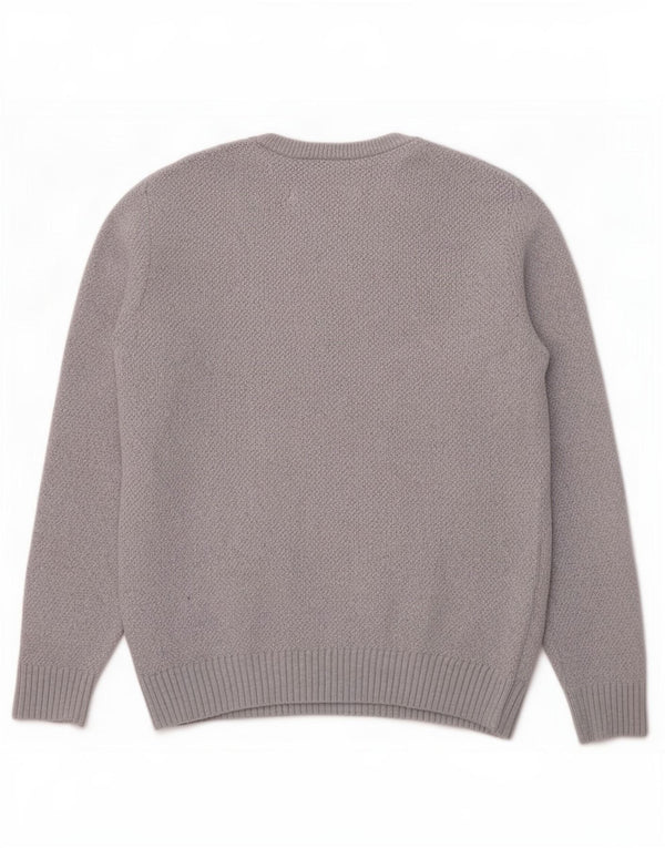 Lacoste Womens Crew Neck Jumper Sweater UK 10 Small Grey Wool
