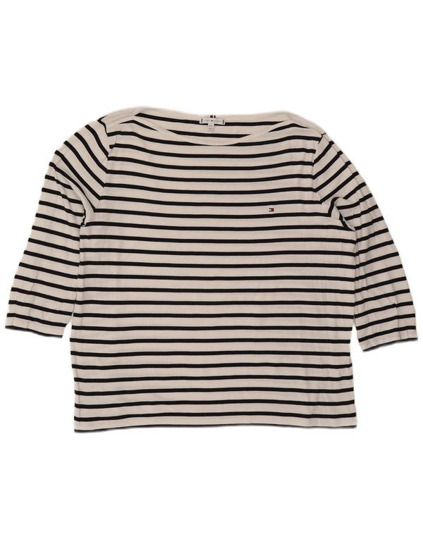 TOMMY HILFIGER Womens Top 3/4 Sleeve UK 24 4XL White Striped Cotton
