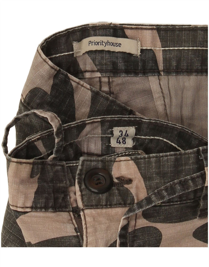 VINTAGE Mens Cargo Shorts W34 Large  Khaki Camouflage Cotton