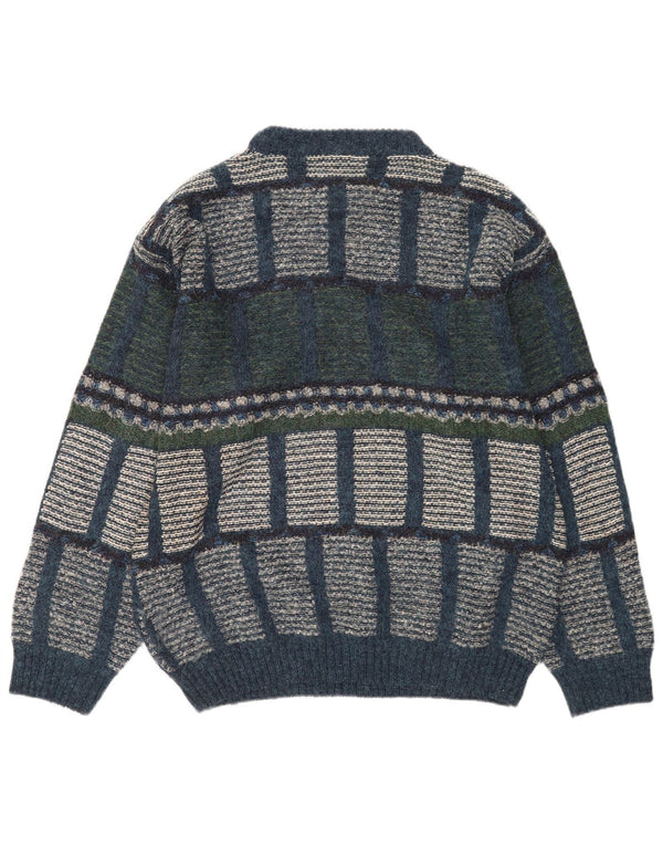Vintage Mens Crew Neck Jumper Sweater IT 48 Medium Multicoloured Geometric