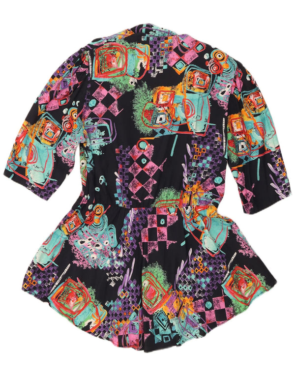 Vintage Womens 3/4 Sleeve Tunic Dress EU 44 XL Black Geometric Viscose