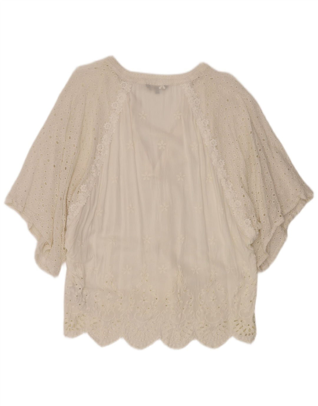 Desigual Womens 1/2 Sleeve Batwing Tunic Top UK 16 Large White Viscose