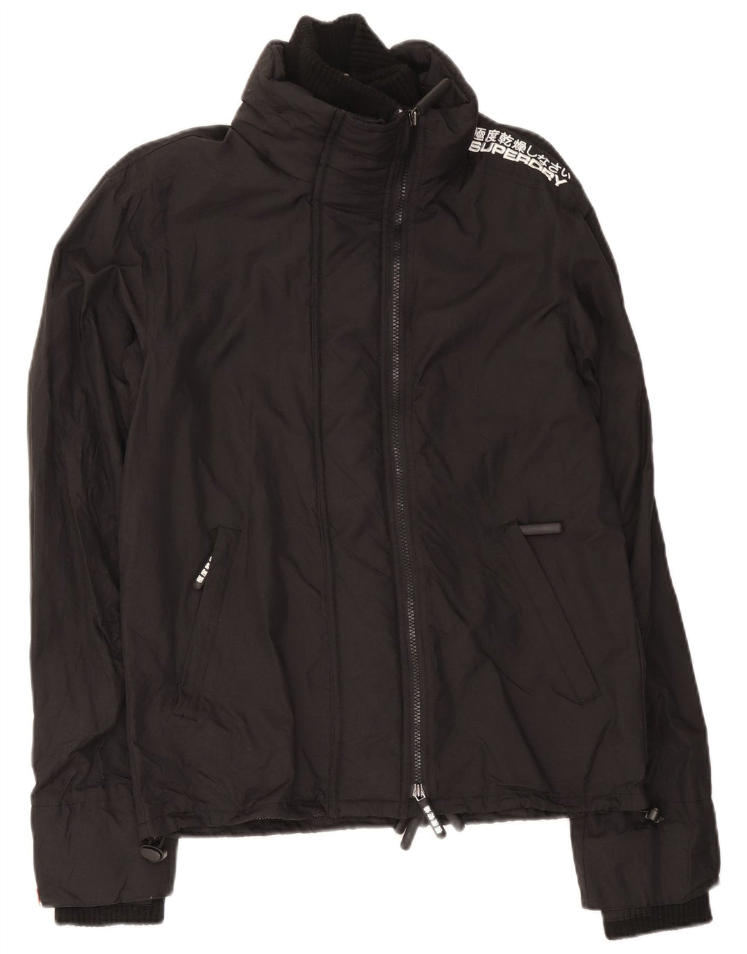 Superdry Mens Graphic Windbreaker Jacket UK 38 Medium Black Nylon