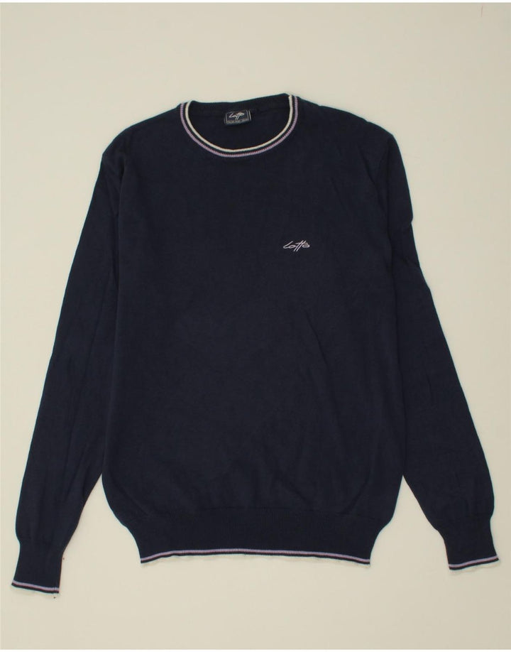 LOTTO Mens Crew Neck Jumper Sweater Medium Navy Blue Cotton Vintage Lotto and Second-Hand Lotto from Messina Hembry 