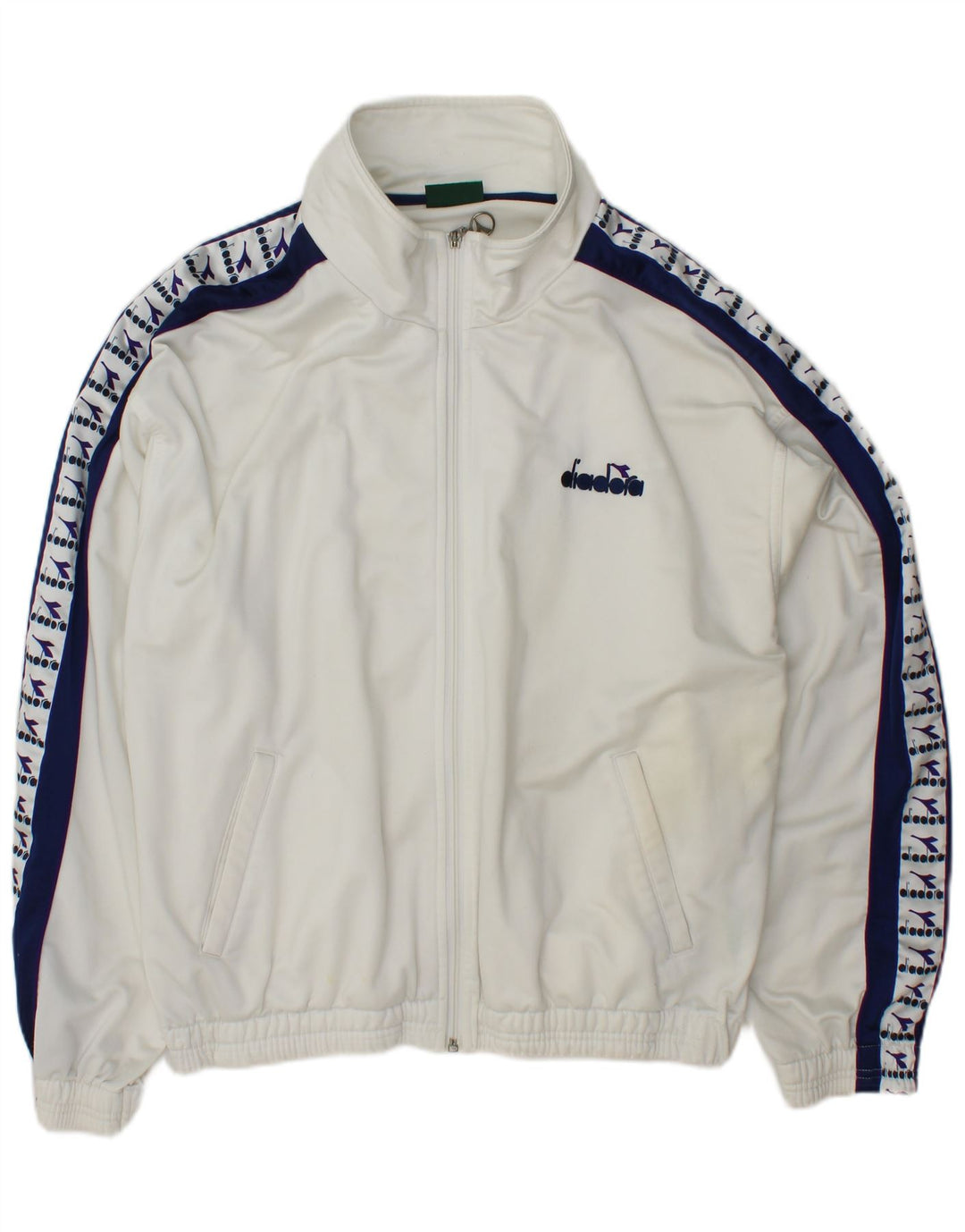 DIADORA Mens Graphic Tracksuit Top Jacket Large White Colourblock
