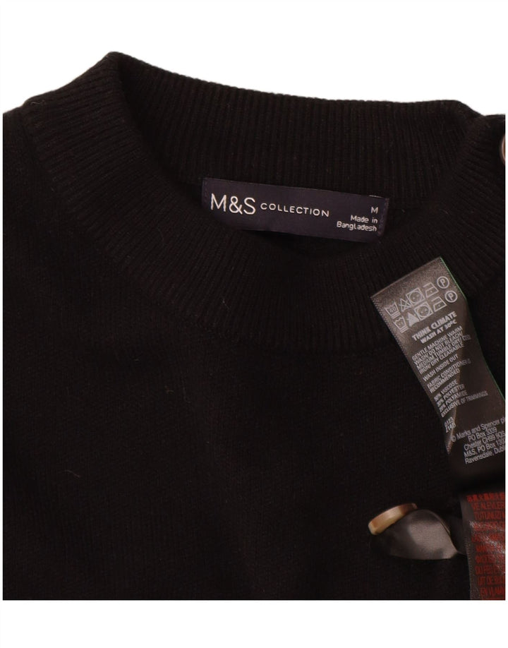 Marks & Spencer Womens Crew Neck Jumper Sweater UK 14 Medium Black Viscose