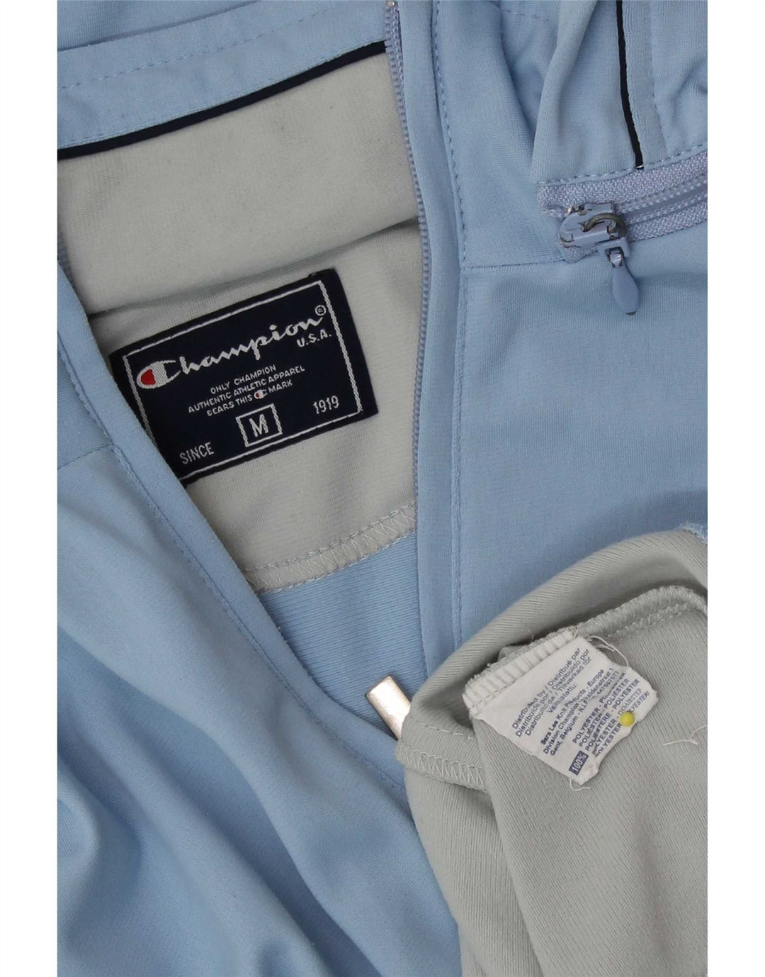 Champion Mens Hooded Tracksuit Top Jacket Medium Blue Colourblock Polyester