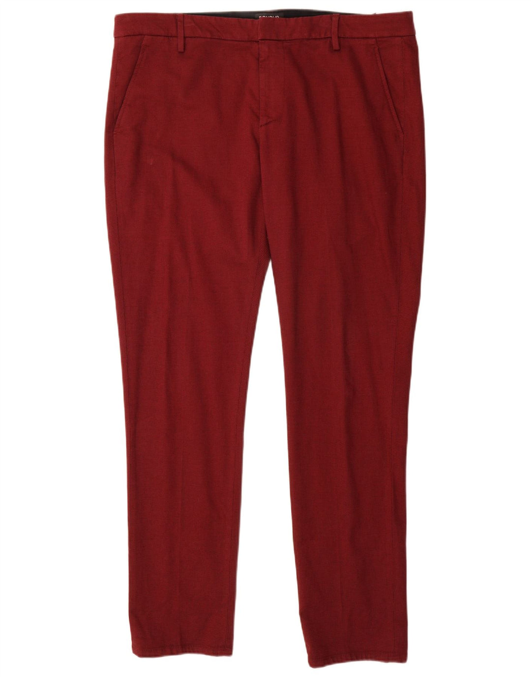 Dondup Mens Slim Chino Trousers W38 L32 Maroon Cotton