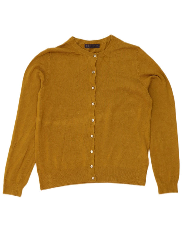 Marks & Spencer Womens Cardigan Sweater UK 12 Medium Yellow Viscose