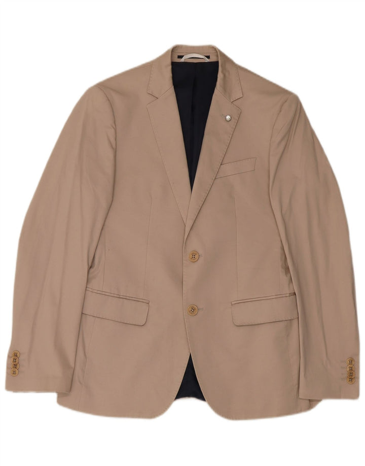 Liu Jo Mens 2 Button Blazer Jacket IT 48 Medium Beige Cotton