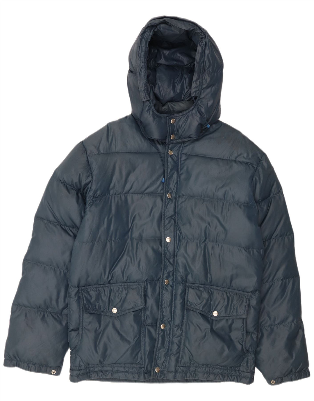 VINTAGE Mens Hooded Padded Jacket UK 38 Medium Navy Blue