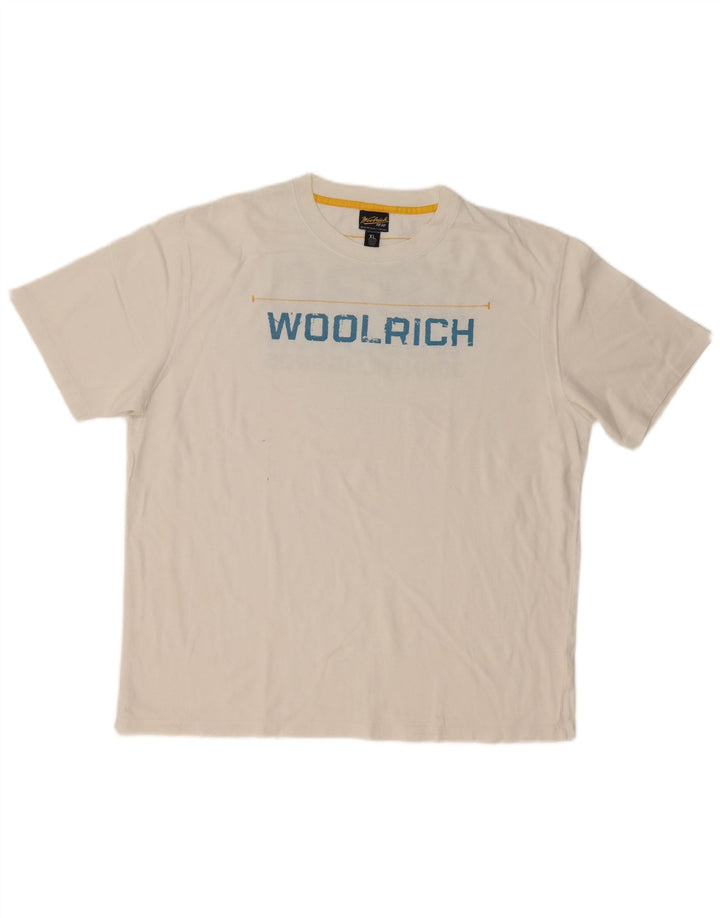 Woolrich Mens Graphic T-Shirt Top XL White Cotton