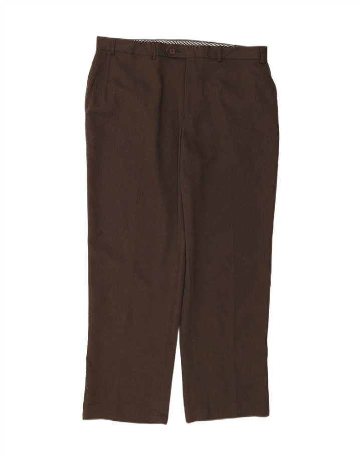 IZOD Mens Straight Suit Trousers W36 L29 Brown Polyester Vintage Izod and Second-Hand Izod from Messina Hembry 