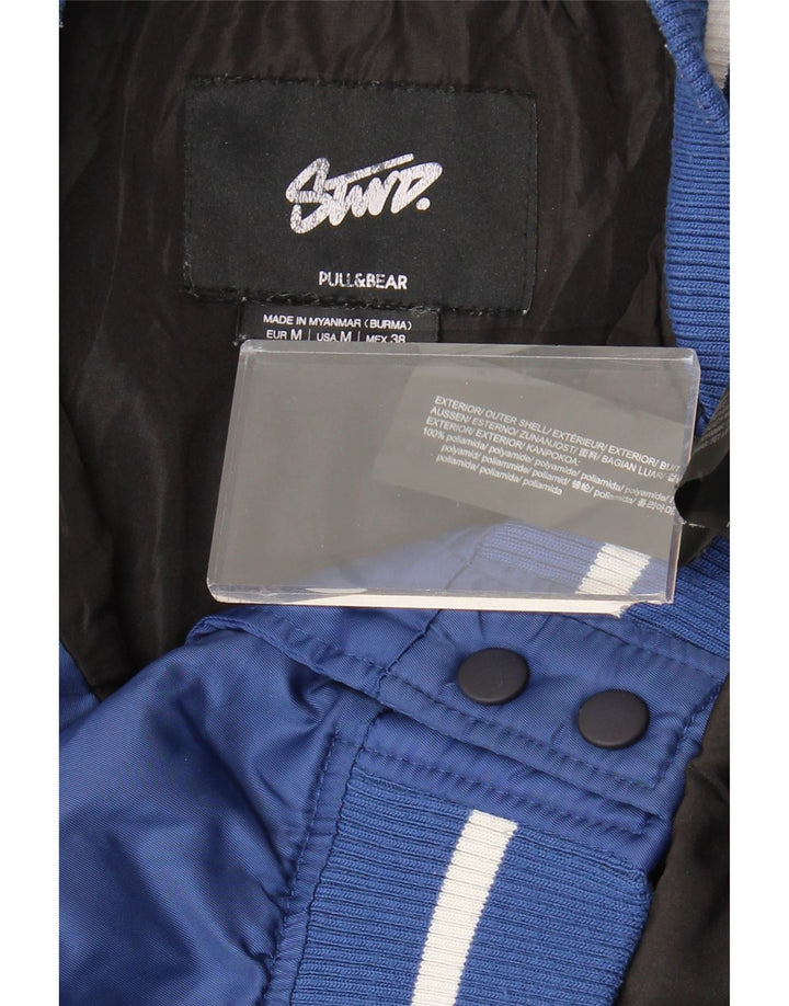 Pull & Bear Mens Boston Varsity Jacket UK 38 Medium Blue Colourblock