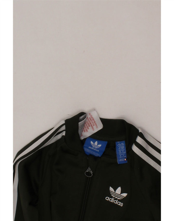 ADIDAS Baby Boys Tracksuit Top Jacket 3-6 Months Khaki Polyester