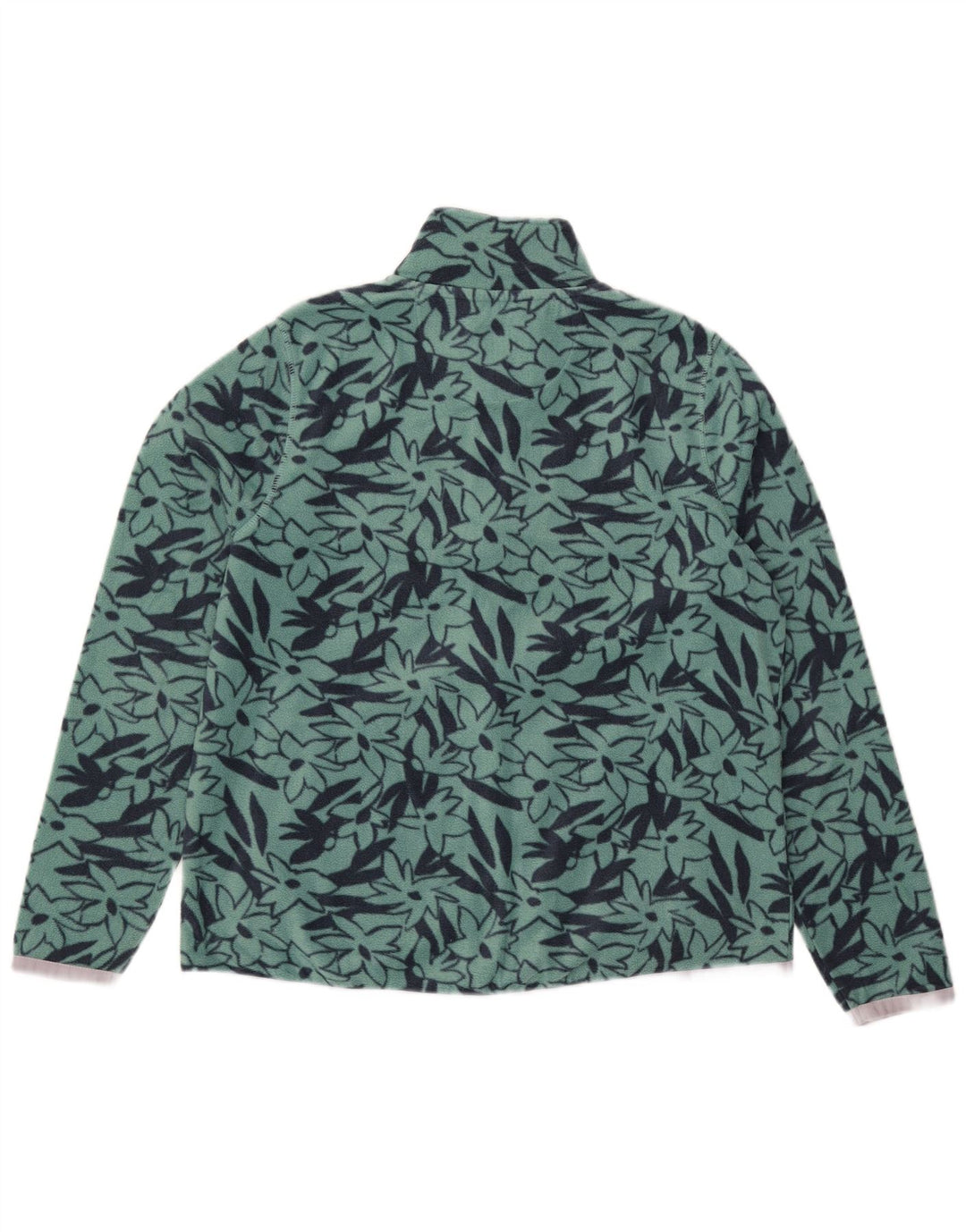 Weird Fish Womens Fleece Jacket UK 14 Large Green Floral Polyester