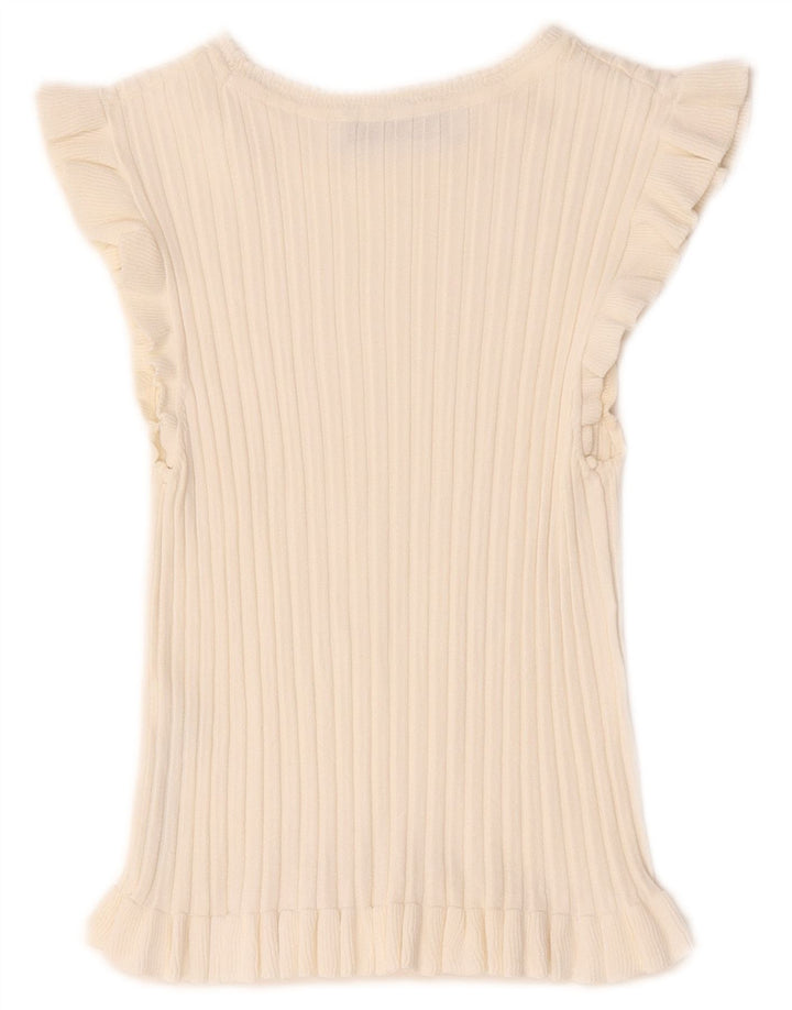 Zara Womens Crop Blouse Top UK 8 Small White Viscose