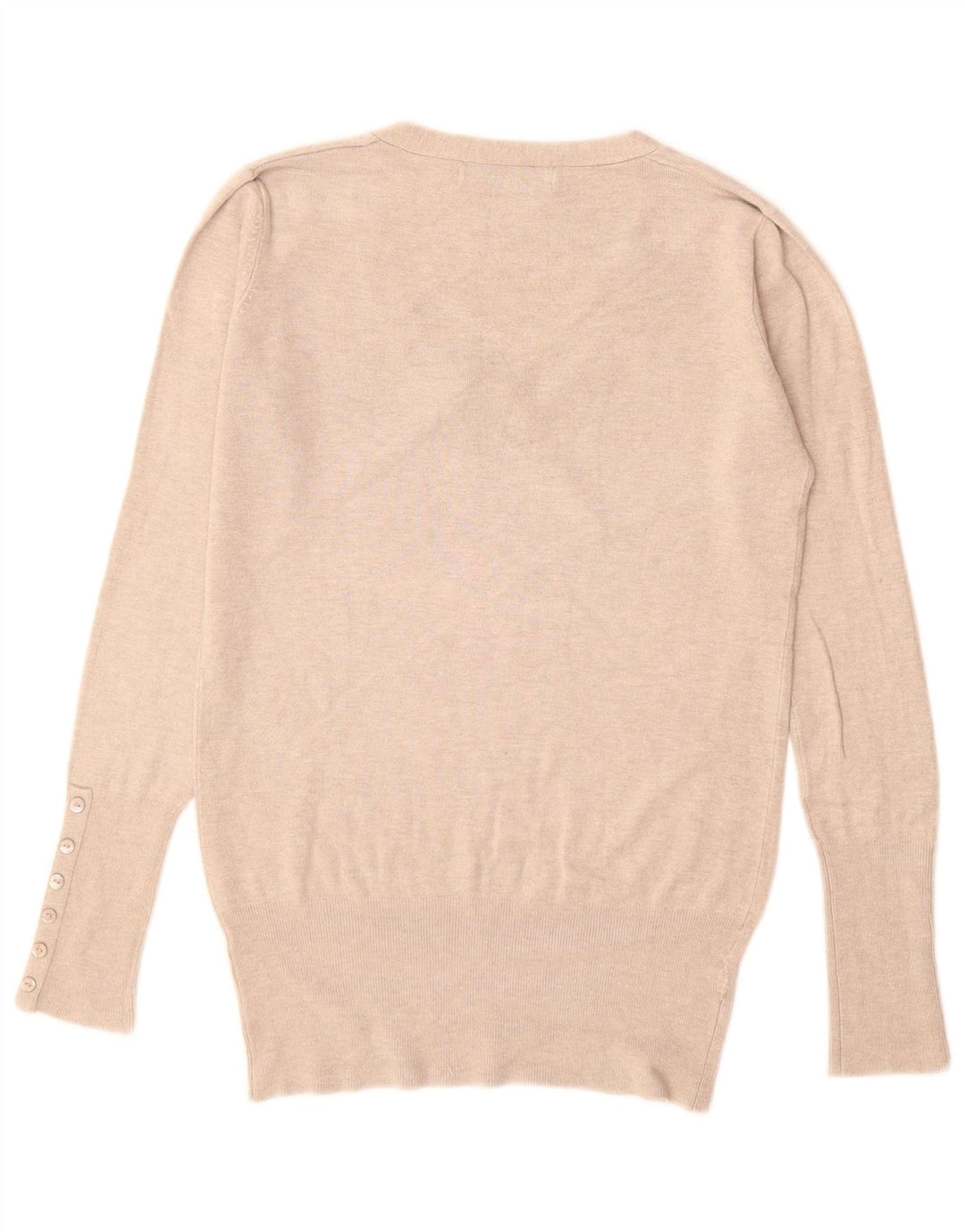 ZARA Womens V-Neck Jumper Sweater UK 12 Medium Beige