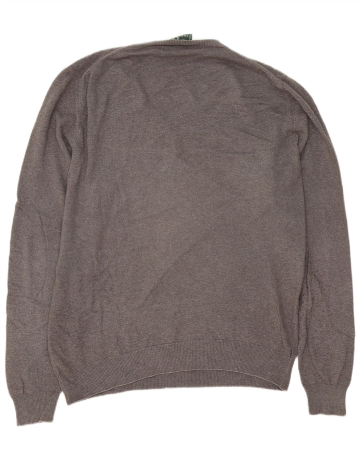 Fred Perry Mens V-Neck Jumper Sweater XL Grey Wool