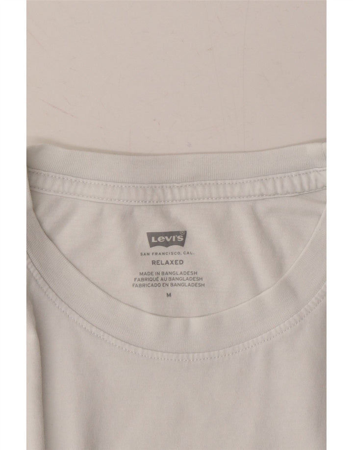 LEVI'S Mens Relaxed Relaxed Fit Graphic T-Shirt Top Medium White Vintage Levi's and Second-Hand Levi's from Messina Hembry 