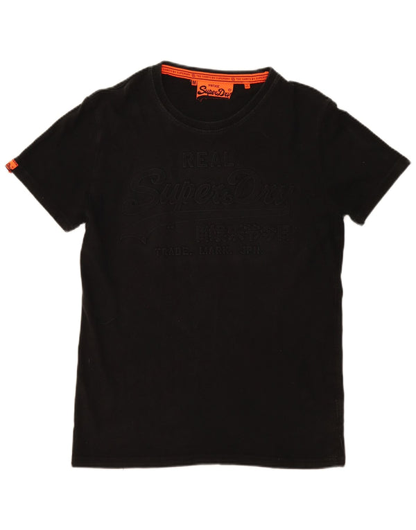 SUPERDRY Mens Graphic T-Shirt Top Medium Black Cotton