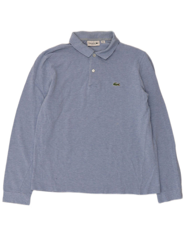 Lacoste Mens Long Sleeve Classic Fit Polo Shirt Size 4 Medium Blue Flecked