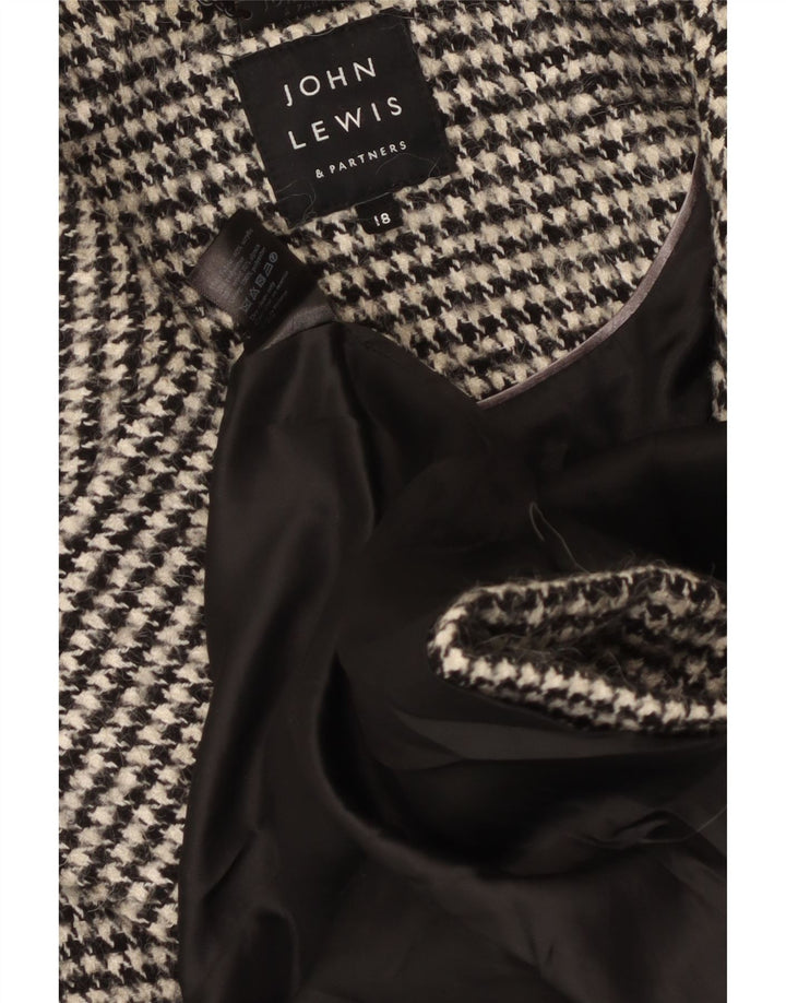 John Lewis Womens Oversized Double Breasted Coat UK 18 XL Black Houndstooth