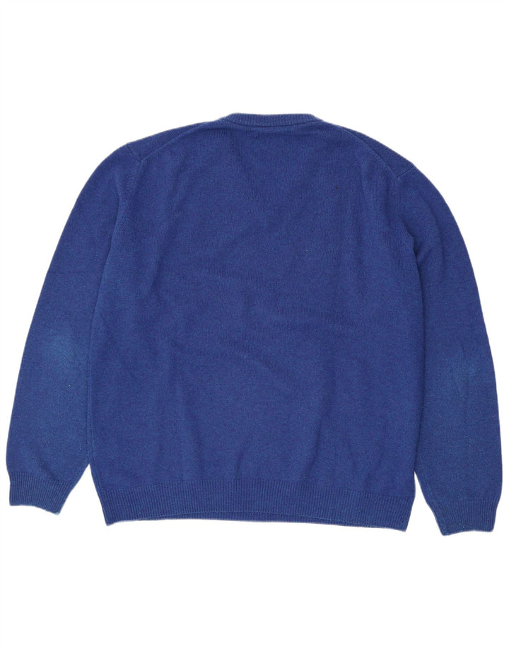 Marlboro Classics Mens V-Neck Jumper Sweater 3XL Blue Wool
