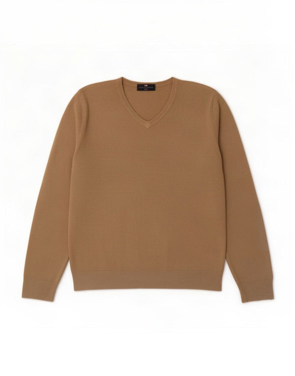 Marks & Spencer Mens Blue Harbour V-Neck Jumper Sweater Large Beige Acrylic