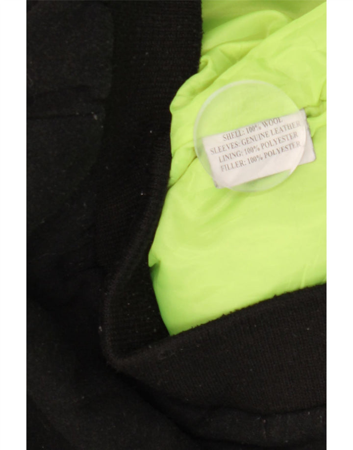 Dolly Noire Mens Graphic Bomber Jacket UK 40 Large Black Wool
