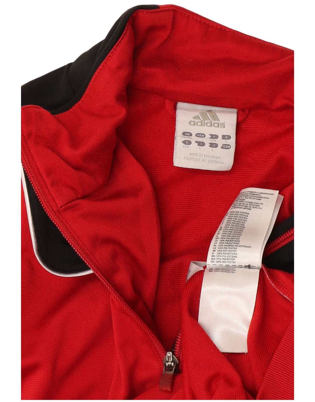 Adidas Mens Tracksuit Top Jacket UK 38/40 Medium Red Colourblock Polyester