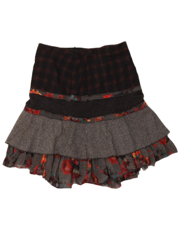 Bellissima Womens Tiered Skirt W32 Large Multicoloured Patchwork Wool