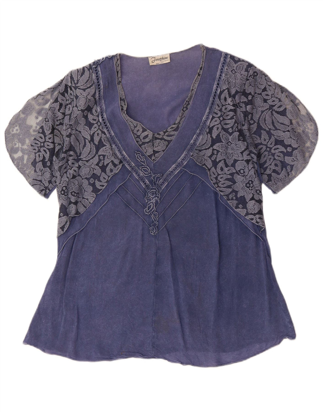 JOSEPHINE Womens Blouse Top UK 16 Large Blue Floral