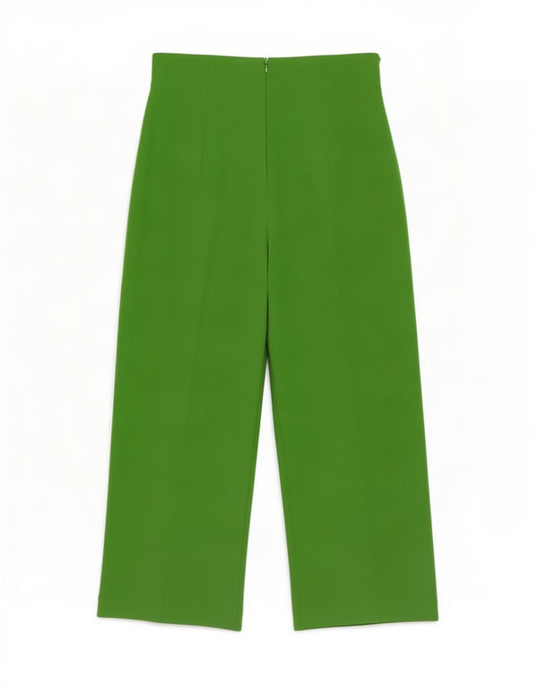 Zara Womens Wide Leg Cropped Trousers Medium W28 L24 Green Polyester