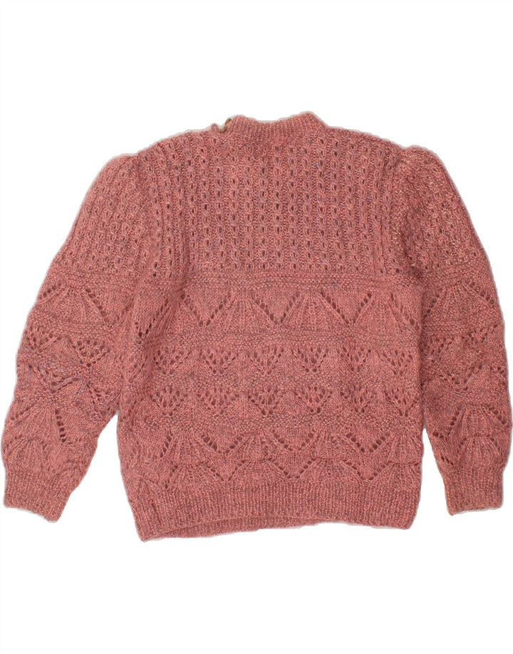 VINTAGE Womens Crew Neck Jumper Sweater UK 12 Medium Pink Vintage Vintage and Second-Hand Vintage from Messina Hembry 