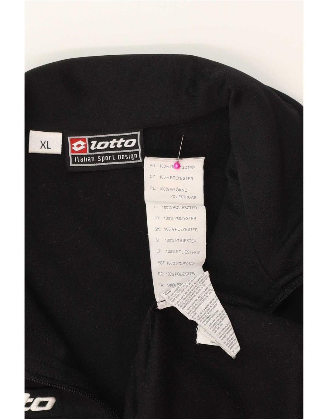 Lotto Mens Zip Neck Pullover Tracksuit Top XL Black Polyester Sports