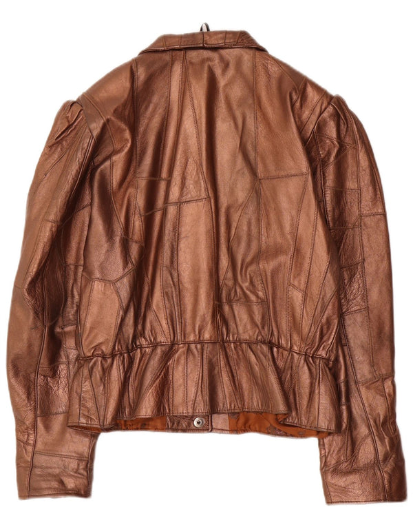 Vintage Womens Leather Jacket UK 14 Medium Brown