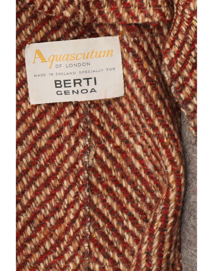 AQUASCUTUM Womens Overcoat UK 12 Medium Red Flecked New Wool Classic