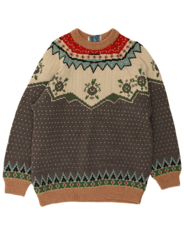 Creativity Mens Crew Neck Jumper Sweater Large Multicoloured Fair Isle Wool