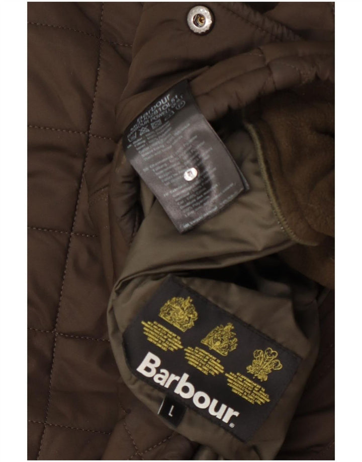Barbour Mens Quilted Jacket UK 40 Large Khaki Polyester