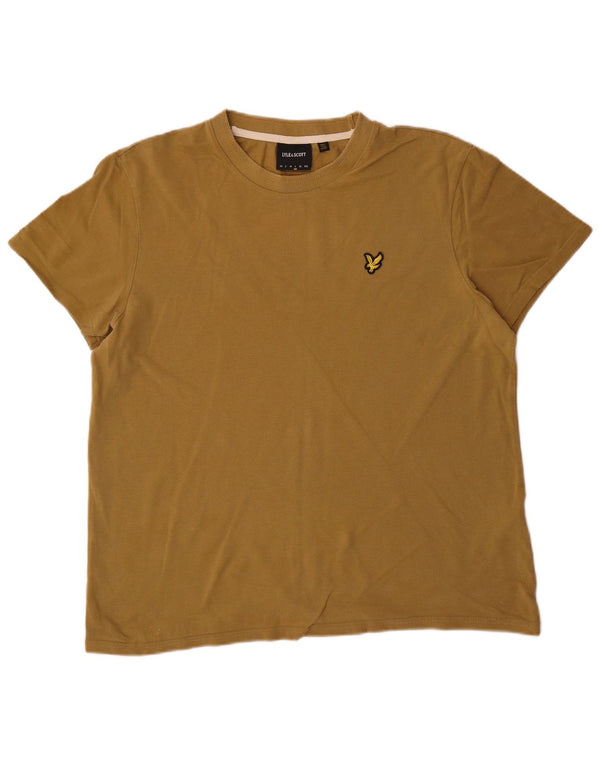 LYLE & SCOTT Mens T-Shirt Top Large Khaki Cotton