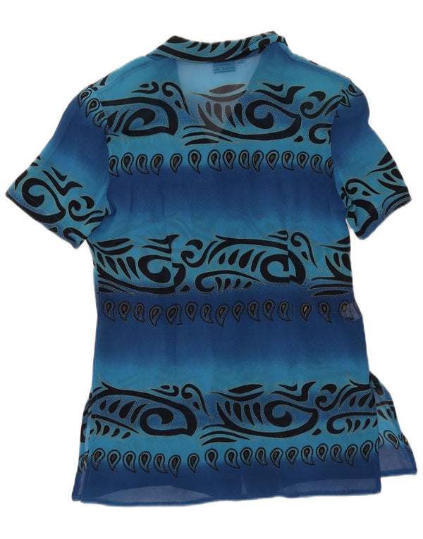 Nostalghia Womens Short Sleeve Shirt Blouse IT 42 Medium Blue Paisley
