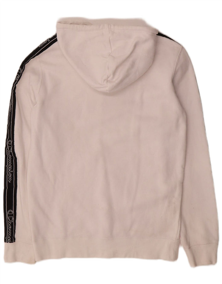CHAMPION Mens Graphic Hoodie Jumper Small White Colourblock