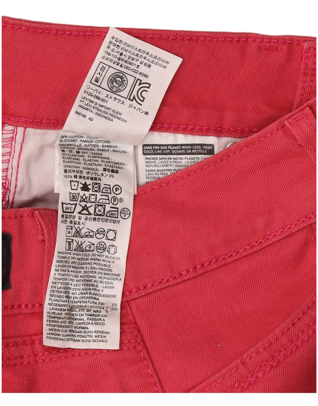 Levi's Womens Capri Jeans US 4 Small W27 L20 Pink Cotton