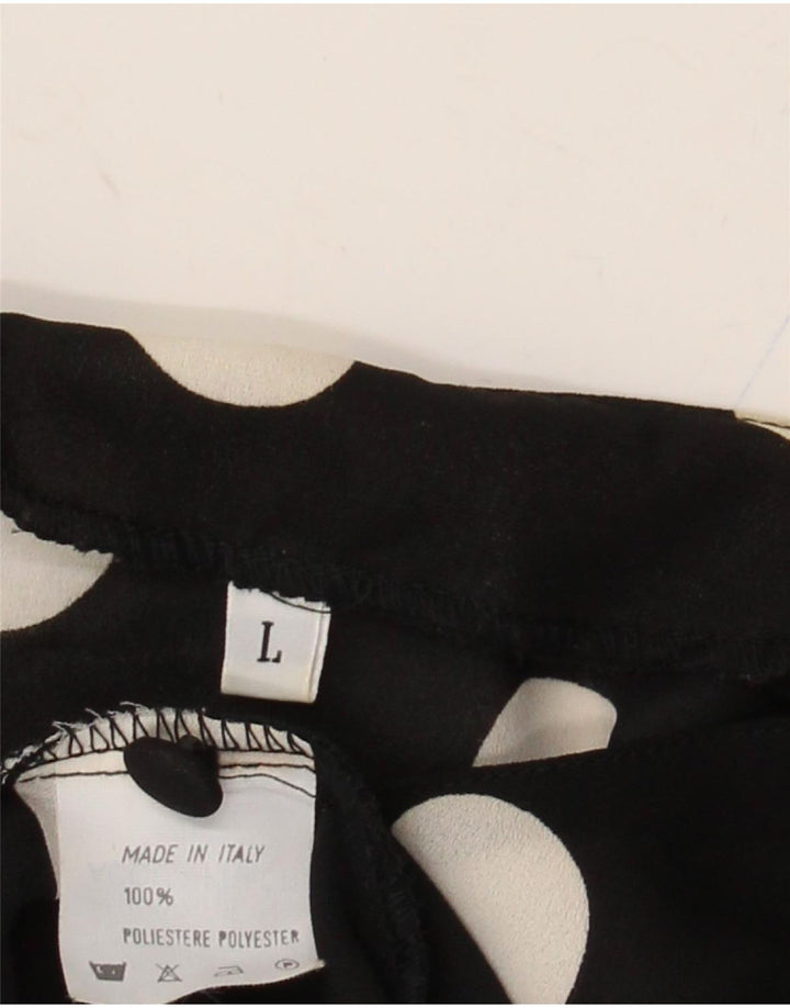 VINTAGE Womens Short Sleeve Shirt Blouse UK 16 Large Black Polka Dot